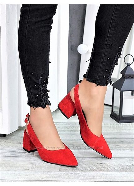 Туфли черная, красная замша Molly 7321-28, 7415-28