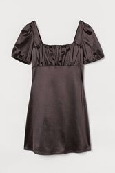Платье с пышным рукавом h&m темно-коричневый