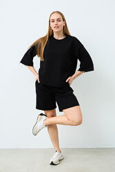 Костюм OVERSIZE футболка шорти XXS-XL Чорний трендовий костюм