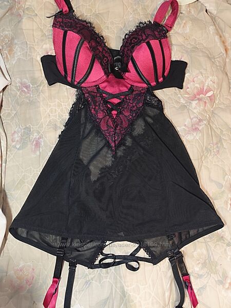 Шикарний сексуальний відкритий боді корсет комбідрес пеньюар з підв&acuteязками