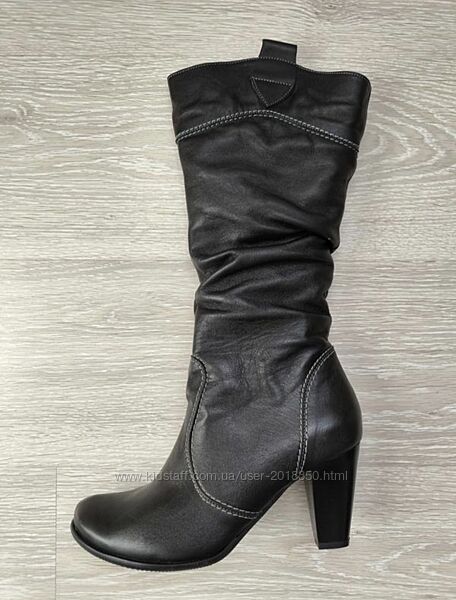 Високі чоботи чобітки шкіра шкіряні зима зимові утеплені сапоги сапожки