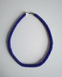 Синий джгут лариат бусы из бисера ручная работа hand made