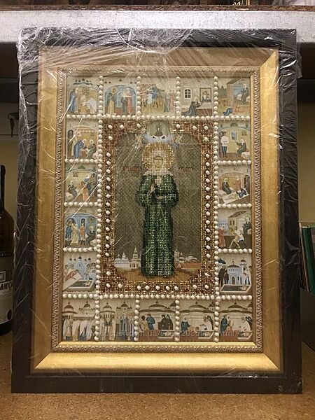 Ікона вишита бісером ручної роботи св. блаженна Матрона hand made