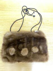 Коричнева хутряна норкова маленька сумка Gabor