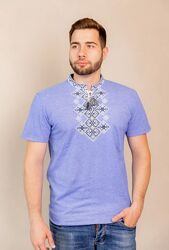 Вишиванка чоловіча джинс з чорно-білим 