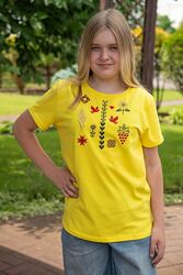 Футболка для дівчинки вишита жовта  