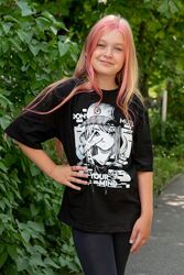 Футболка для дівчинки чорна з принтом 