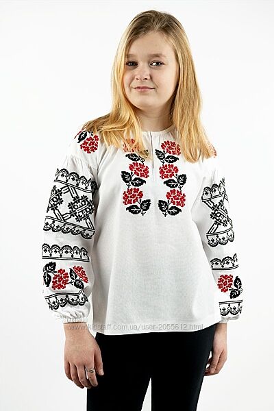 Вишиванка з калиною для дівчаток лляна біла 