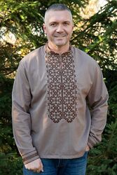 Чоловіча вишиванка кавова коричнева