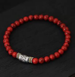Браслет 18 см червоний каміння