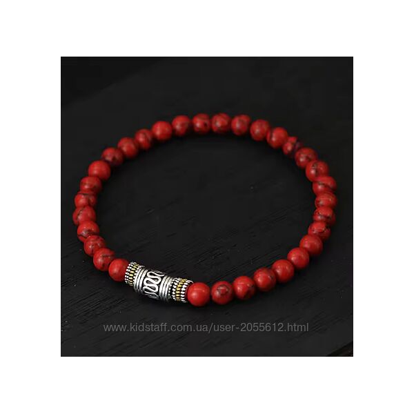 Браслет 18 см червоний каміння