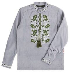 Вишиванка флісова для хлопчика сіра Дубочок довгий рукав 