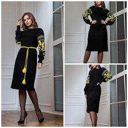 В&acuteязана тепла сукня з квітами етно сукня шерсть