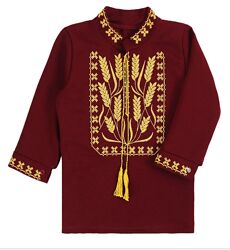 Вишиванка для хлопчика бордова Колоски  