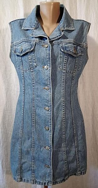 Джинсова сукня-халат р.46 блакитна коттон