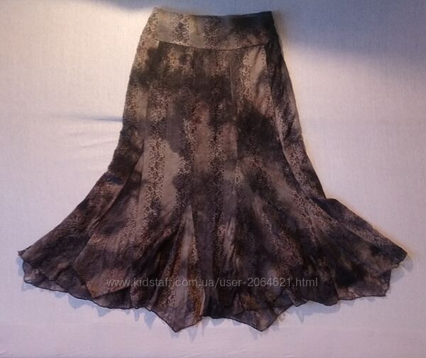 Спідниця довга з підкладкою 44-46 розкльошена колір кавово-коричневий