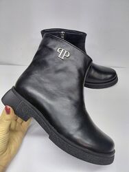 Зимові черевики чоботи шкіряні кожа кожаные ботинки 39р 25см