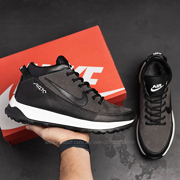 Чоловічі зимові шкіряні кросівки черевики Nike Air Max Grey