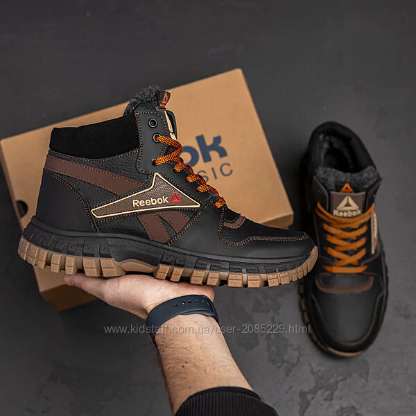 Чоловічі зимові черевики кросівки Reebok Support чорні коричневі