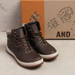 Чоловічі зимові шкіряні черевики кросівки Levis brown Style коричневі