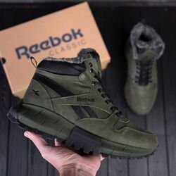 Чоловічі зимові ШКІРЯНІ черевики кросівки Reebok чорні хакі коричневі сіро