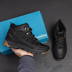 Підліткові зимові шкіряні черевики кросівки Columbia Stepway коричневі чорн