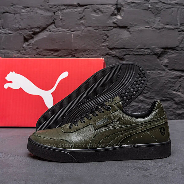 Чоловічі повністю шкіряні кросівки Puma Smash Leather зелені розпродаж