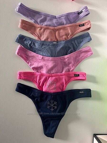 Трусики бавовняні стрінги Victoria´s secret від 130грн р. XS-M білі