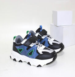 Чорні кросівки для хлопчиків із синіми та сірими вставками