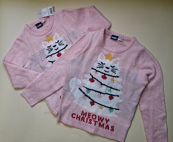 Різдвяний новорічний светр джемпер meowy christmas  від lupilu