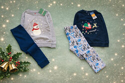98-104 зріст Lupilu Новорічна трикотажна піжама з Оленем і Сантою 100 бав