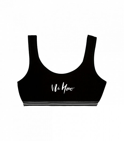 Підлітковий чорний  топ на широких бретельках