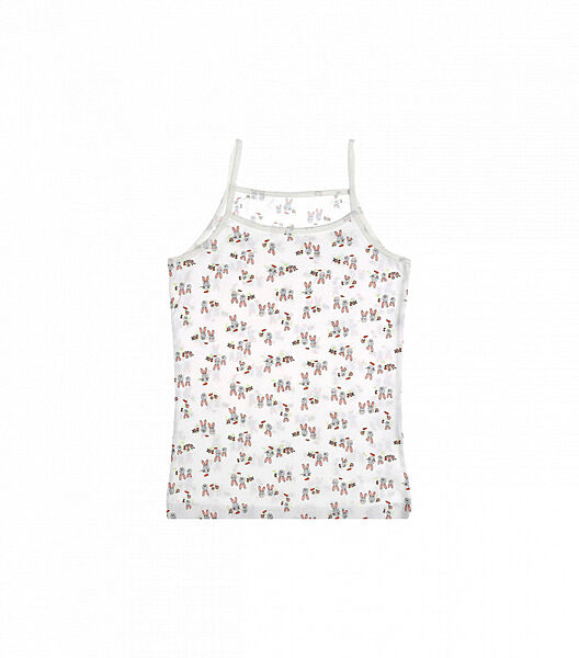 Майка на тонких бретельках для дівчинки з малюнком зайченят