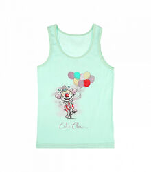 Дитячий майка для дівчатокзпринтом клоун на широких бретельках
