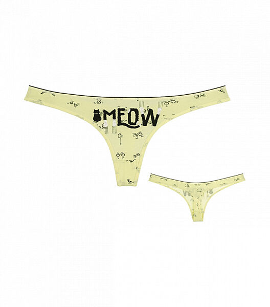 Жіночі трусики стрінги з принтом Meow