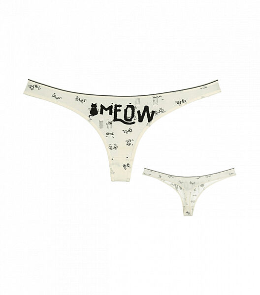 Жіночі трусики стрінги з принтом Meow