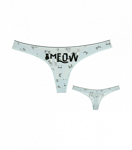 Жіночі трусики стрінги з принтом Meow