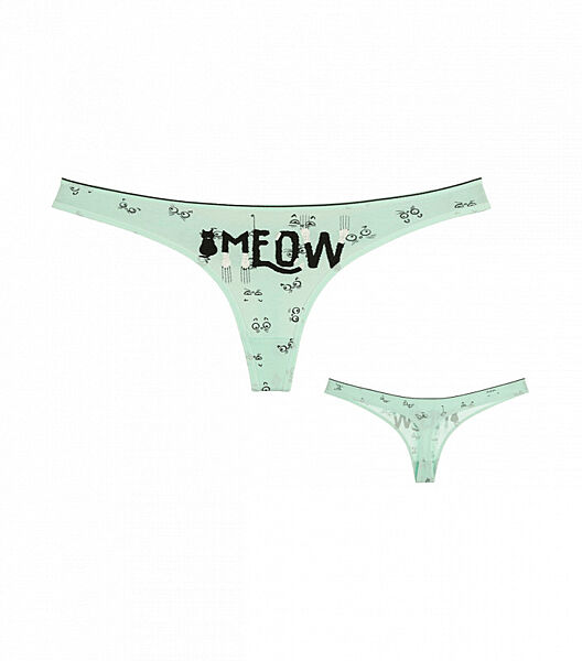 Жіночі трусики стрінги з принтом Meow
