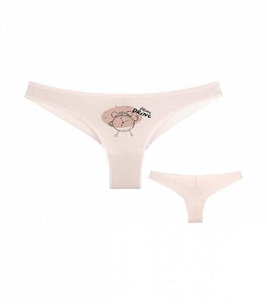 Трусики жіночі бразиліани з принтом Будильник