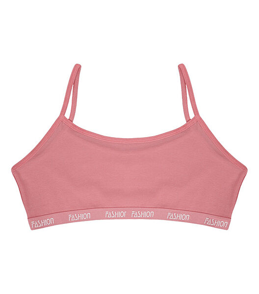 Підлітковий топ на тонких бретельках із написом FASHION