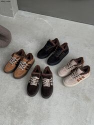 Зимові замшеві кросівки зі вставками шкіри різні кольори