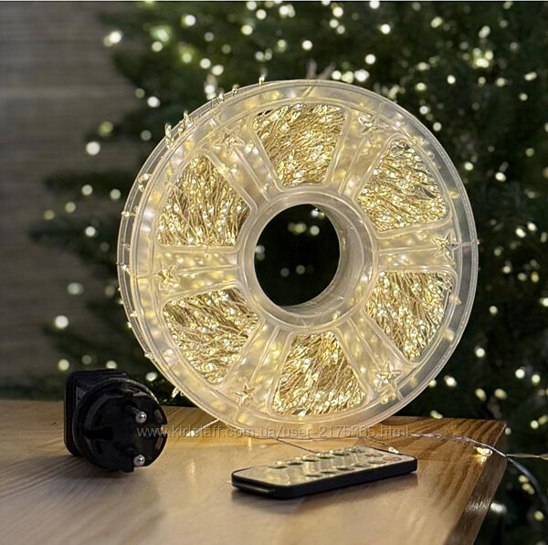 Гірлянда Мішура. 50 метрів.1500 ламп. Працює від мережі. З ПУЛЬТОМ