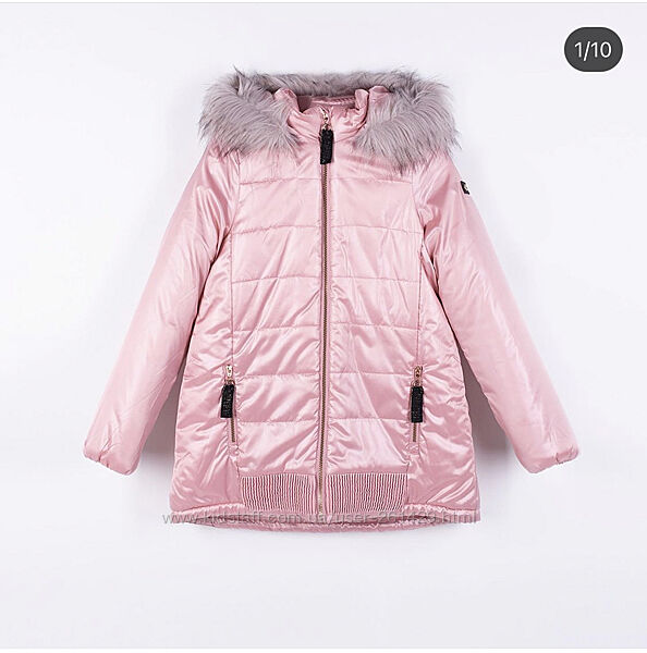 деми стильная куртка пальто  - Coccodrillo - нежный розовый с глянцем, мех