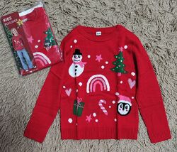 Новорічний светр для дівчинки, хлопчика 98/104, 110/116, 122/128