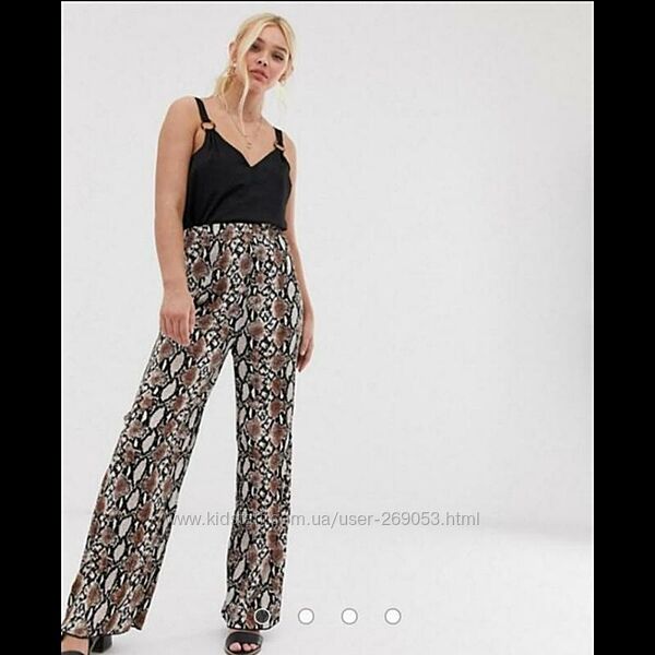 Штани палаццо труби кюлоти зміїний принт asos