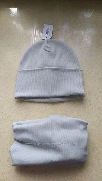 Жіночі/підліткові демісезонні шапка і снуд з котону, р. 56-58 см